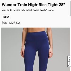 Lululemon Wunder Train 28 " leggings